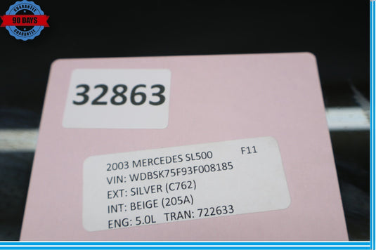 03-12 Mercedes R230 SL550 SL500 Rear Right Side Quarter Window Glass Oem
