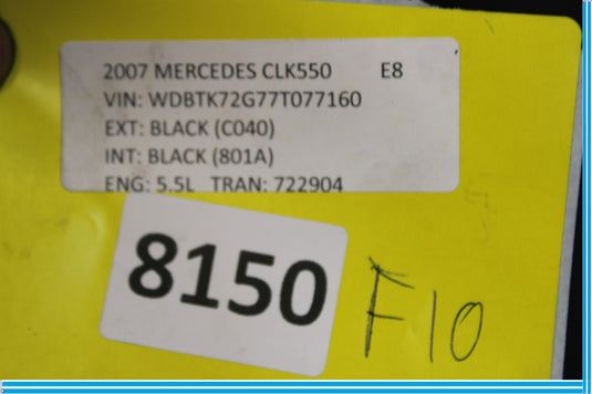 03-09 Mercedes CLK550 W209 Front Left Driver Fender Liner Splash Shield Oem