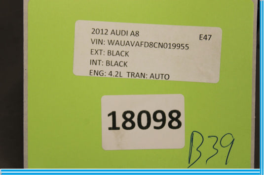 11-18 Audi A8 Front Right Passenger Side Seat Comfort Air Pump Oem