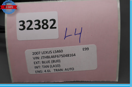 07-09 Lexus LS460 Rear Trunk Deck Lid Key Lock Cylinder W/ Harness Oem