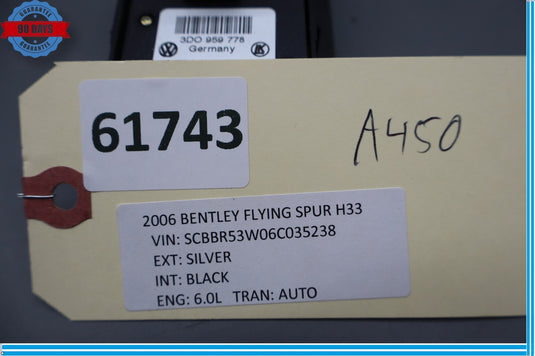 06-12 Bentley Continental Flying Spur Rear Right Seat Control Lumber Switch Oem