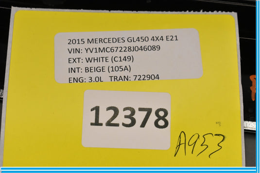13-16 Mercedes GL450 X166 Rear Left Driver Side Door Window Molding Oem