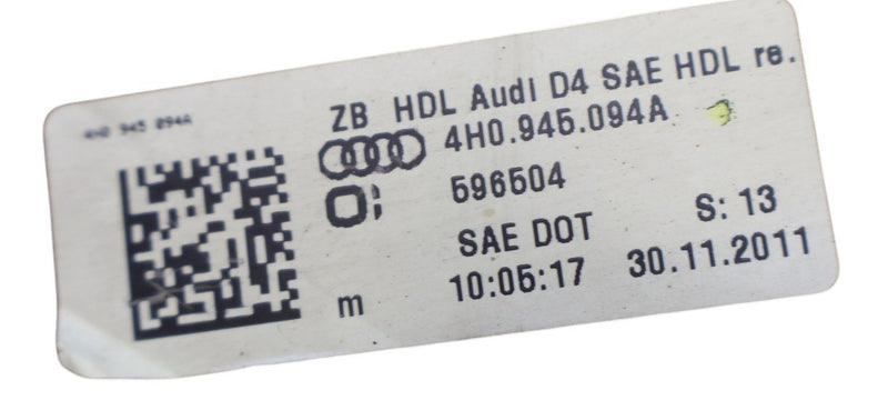 Load image into Gallery viewer, 11-14 Audi A8 A8L Quattro Rear Right Passenger Side Inner Tail Light Lamp Oem
