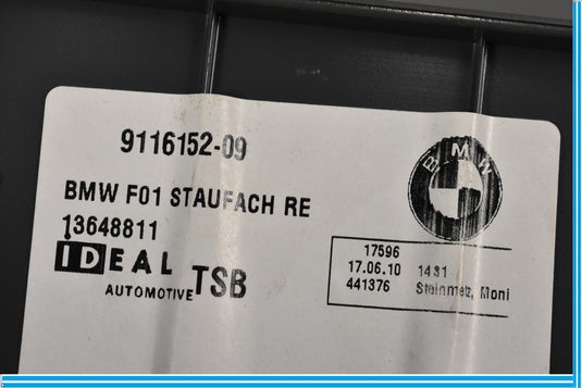 09-15 BMW 750i 750Li Rear Trunk Floor Right Side Storage Compartment Box Oem