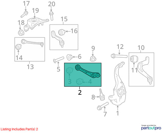 8K0-407-152D; AUDI Q5 OEM Right Front Lower Control Arm Forward 2009-16