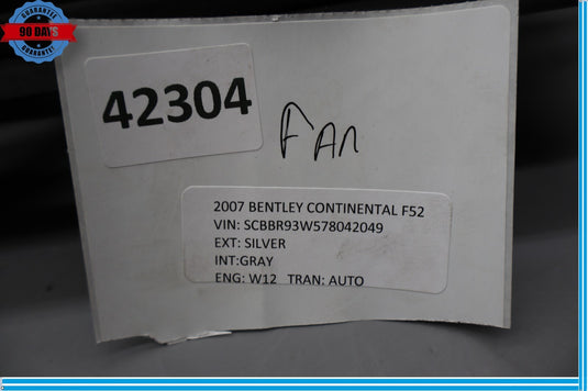 03-12 Bentley Continental GTC GT Flying Spur Radiator Cooling Fan Motor Oem