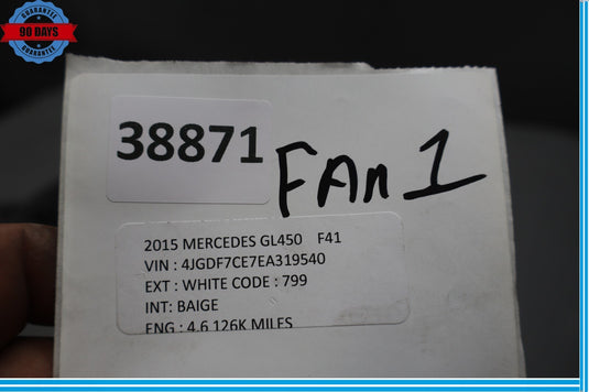 12-19 Mercedes GL450 GL550 Engine Cooling Radiator Fan Shroud Motor Oem