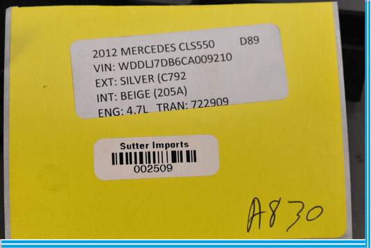 12-18 Mercedes E350 CLS550 Rear Left Driver Side Support Panel Top Oem