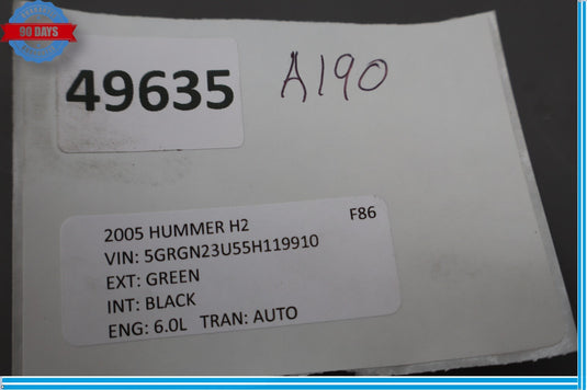 03-09 Hummer H2 Right Passenger Side High Note Tone Horn Signal Oem