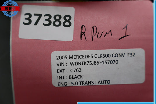 03-09 Mercedes CLK320 CLK500 W209 Convertible Roof Top Pump Motor Oem