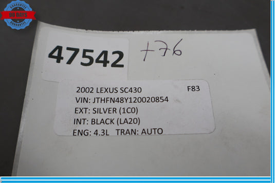02-10 Lexus SC430 Z40 Rear Left Driver Side Roof Upper Quarter Trim Oem