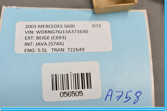 00-06 Mercedes S500 S600 W220 Rear Left Door Lock Finisher Trim 2207330148 Oem