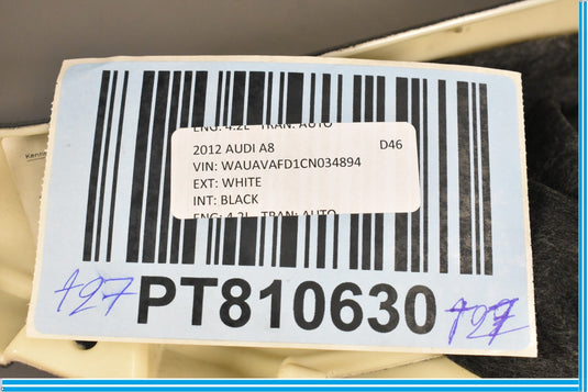 11-18 Audi A8 Quattro S8 Right Passenger Quarter Trim Panel 4H0867242C Oem