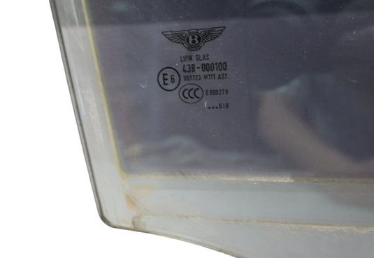 06-13 Bentley Continental Rear Right Passenger Side Door Window Glass Dark OEM