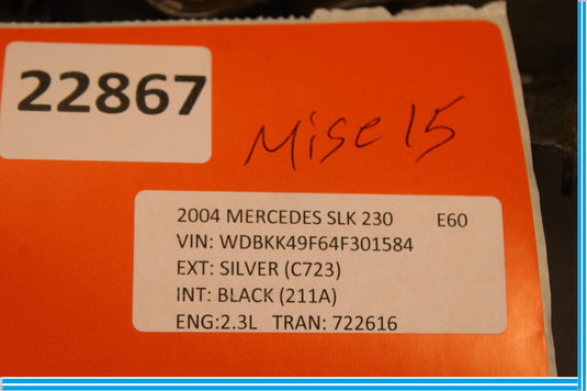 97-04 Mercedes SLK230 Convertible Top Front Lock Cylinder Actuator Assembly Oem