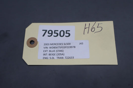03-08 Mercedes R230 SL500 SL55 AMG Right Side Fender Grill Grille Vent Oem