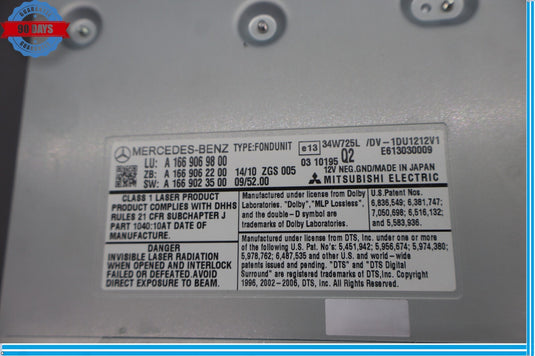 06-19 Mercedes X166 E250 GL450 ML350 Rear DVD Video Player Computer Control Oem