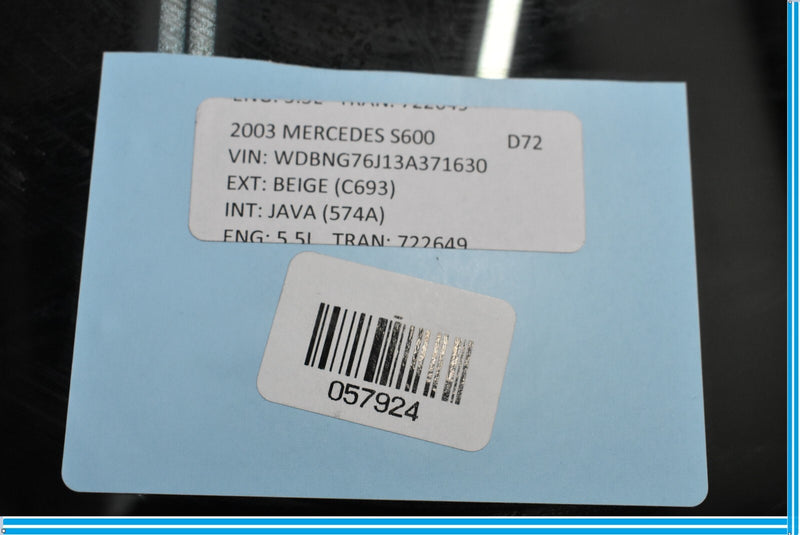 Load image into Gallery viewer, 00-06 Mercedes S500 S600 W220 Rear Left Driver Side Door Window Auto Glass Oem
