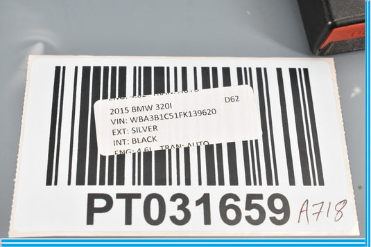 12-18 BMW 320i 328i 428i F30 Rear Left Driver Seat Belt Buckle Latch Black Oem