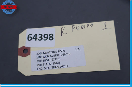 03-12 Mercedes R230 SL500 Convertible Top Hydraulic Pump Motor Oem