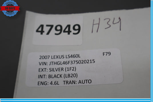 07-09 Lexus LS460 LS460L Front Right Passenger Side Seat Head Rest Headrest Oem