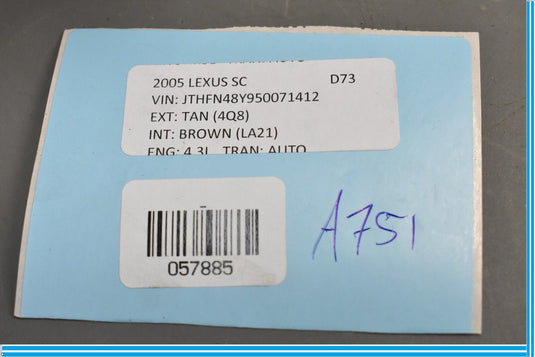 02-10 Lexus SC430 Front Right Dashboard Passenger Side Dash Center Air Vent Oem