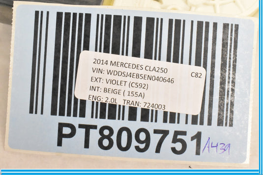 14-18 Mercedes C117 CLA250 Rear  Left Driver Door Window Power Motor OEM