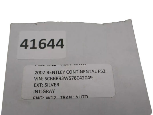 06-13 Bentley Continental Rear Right Passenger Side Door Window Glass Dark OEM