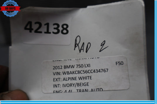 10-15 BMW 750Li 750Li xDrive Engine Main Large Grade Radiator Oem