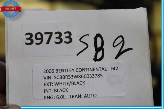 06-07 Bentley Continental Rear Seat Bottom Lower Cushion Bench Oem