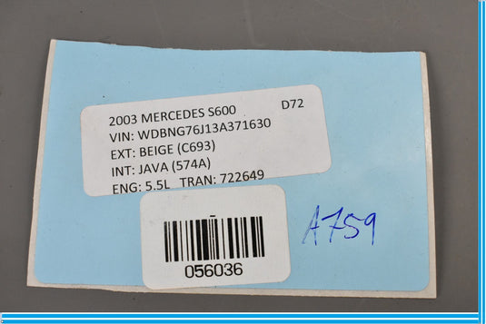 00-06 Mercedes S500 S600 W220 Rear Left Driver Door Panel Ash Tray Insert Oem