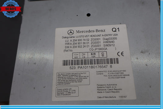 08-11 Mercedes W204 C300 C250 Navigation Command Head Unit CD Audio Oem