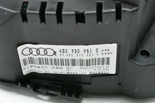 08-10 AUDI A8 SPEEDOMETER INSTRUMENT GAUGE CLUSTER M1802