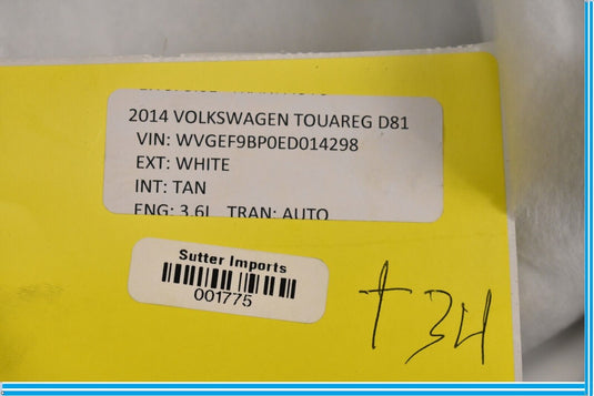 11-17 Volkswagen VW Touareg Rear Right C Pillar Quarter Cover Trim Panel Oem