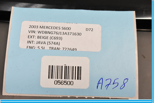 00-06 Mercedes S500 S600 W220 Rear Left Exterior Door Window Belt Molding Oem