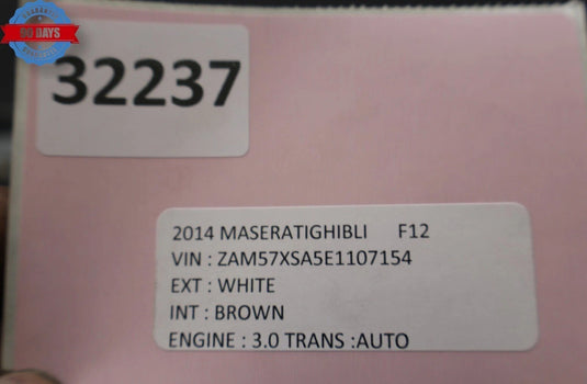 14-19 Maserati Ghibli Front Right Passenger Side Exterior Door Shell Panel OEM