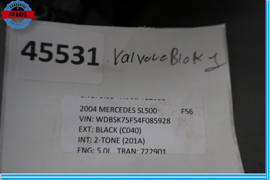 03-06 Mercedes SL500 SL600 Rear Hydraulic Suspension Valve Block Oem