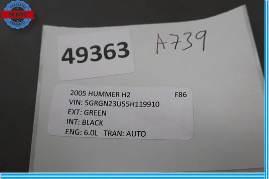 03-09 Hummer H2 Rear Left Side Upper Door Window Trim Cover Panel Oem