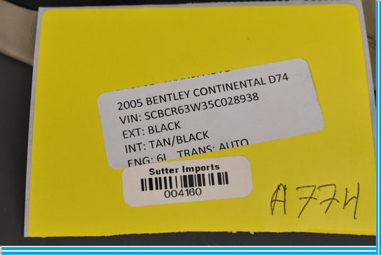 2005 Bentley Continental Right Drivers Front Kick Panel Oem