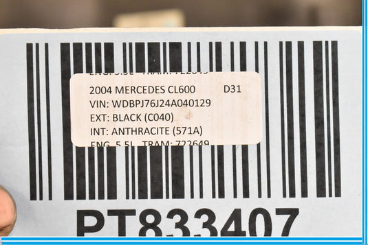 00-06 Mercedes CL500 CL55 AMG W215 Right Seat Back Cover Panel Black Oem