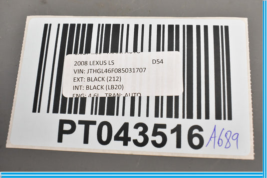 07-12 Lexus LS460 Front Right Passenger Seat Belt Buckle Black Oem