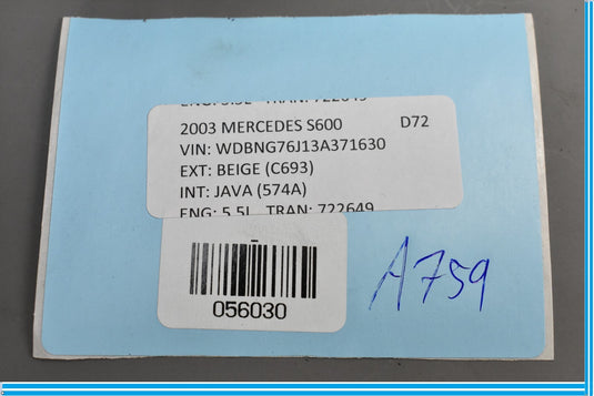 00-06 Mercedes S500 S600 W220 Front Right Low Tone Signal Horn Oem