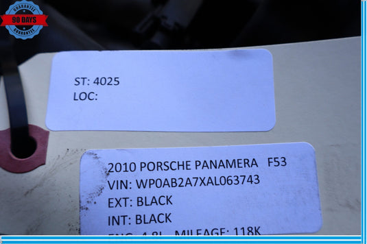2010-2013 PORSCHE PANAMERA Engine 4.8L, VIN B (5th digit), RWD 118K MILES