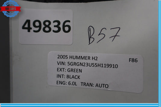 03-09 Hummer H2 Front Right Passenger Side Bumper Tow Towing Hook Oem