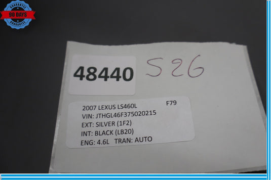 07-09 Lexus LS460 Rear Right Passenger Side Interior Door Panel Black Oem