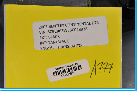 03-11 Bentley Continental Right Passenger Side Door Window Motor Regulator Oem