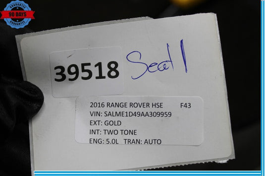 10-12 LR Range Rover HSE Rear Left Driver 2nd Row Leather Seat W/ Armrest Oem