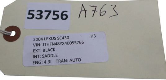 02-05 Lexus SC430 Front Right Passenger Side Sun Visor W/ Vanity Mirror Oem