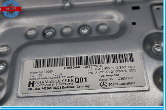 08-17 Mercedes C250 SLK350 E350 W204 Amplifier Amp Harman/Becker 1729006700 Oem