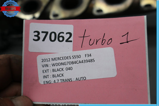 10-14 Mercedes S550 CL550 W221 Left Side Turbocharger Turbo Charger Manifold Oem